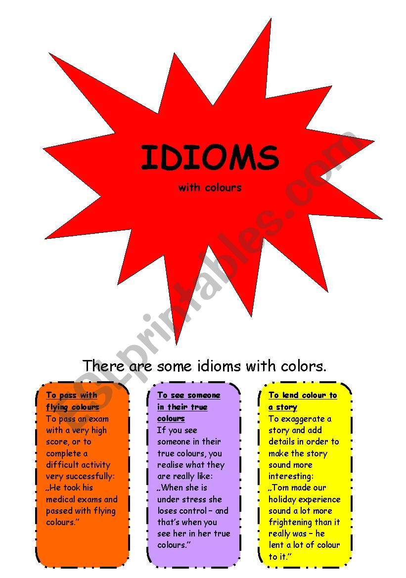 Idioms with colors worksheet