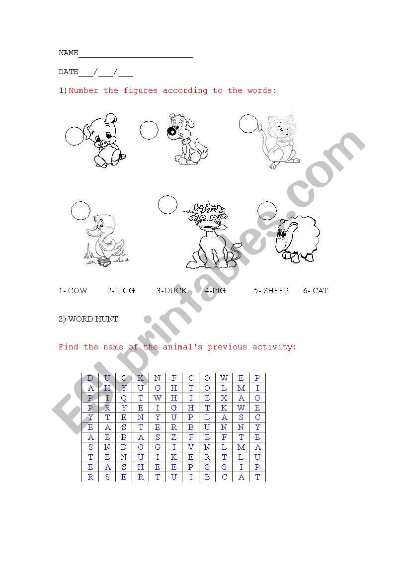 Animals. worksheet