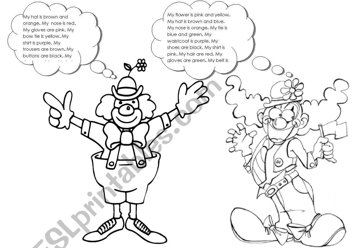 Clowns worksheet