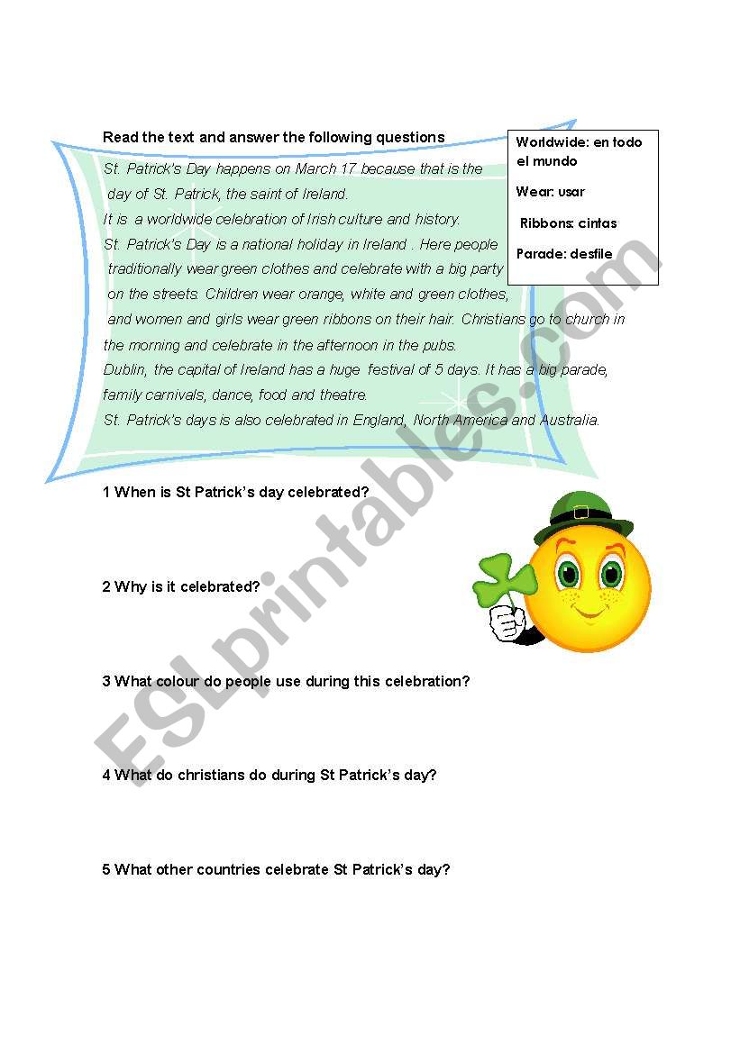St Patrick´s day reading very basic