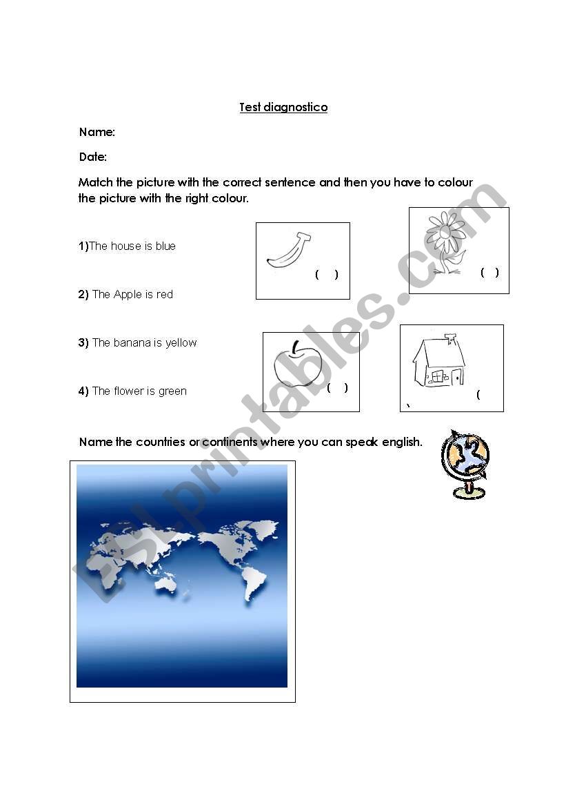 Diagnostic test worksheet