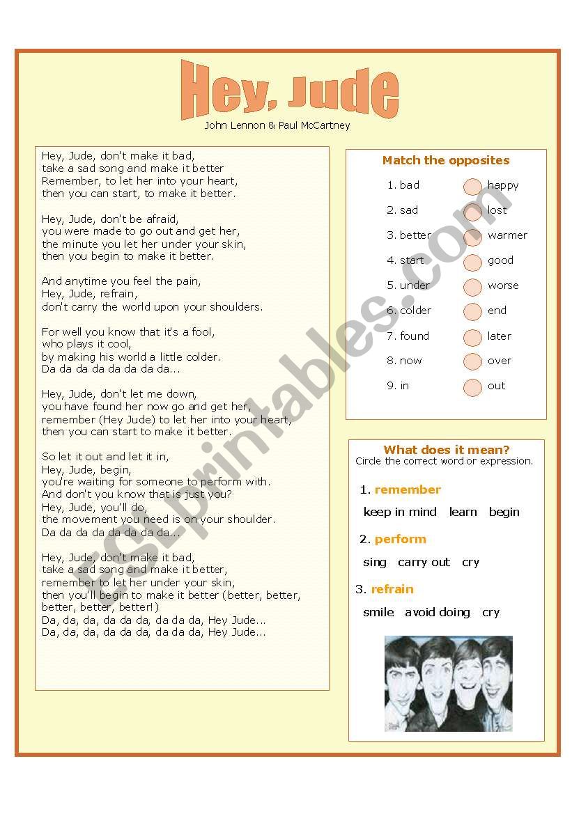 The Beatles - Hey, Jude worksheet