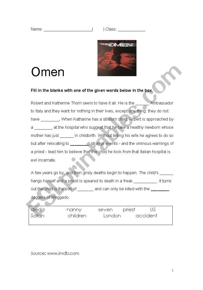 Omen worksheet