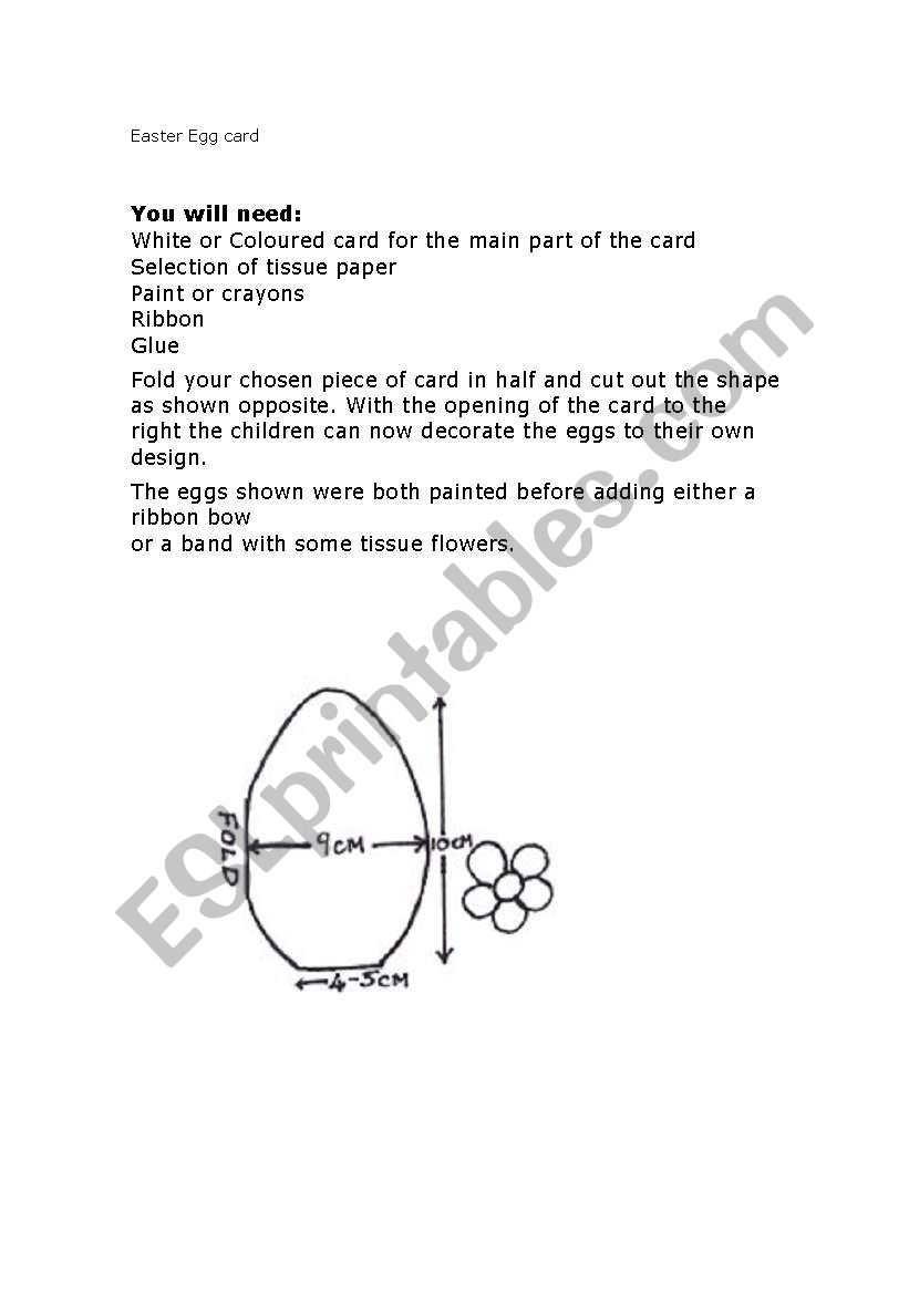 Easter egg card worksheet