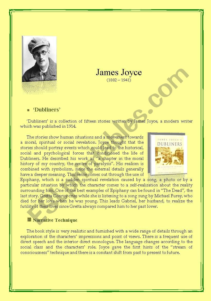 Dubliners by James Joyce worksheet