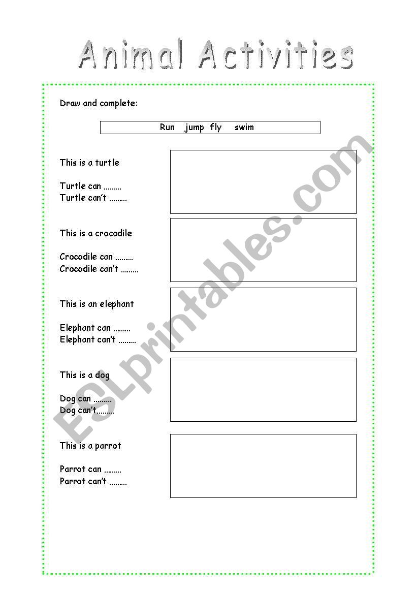 Animal Activities worksheet