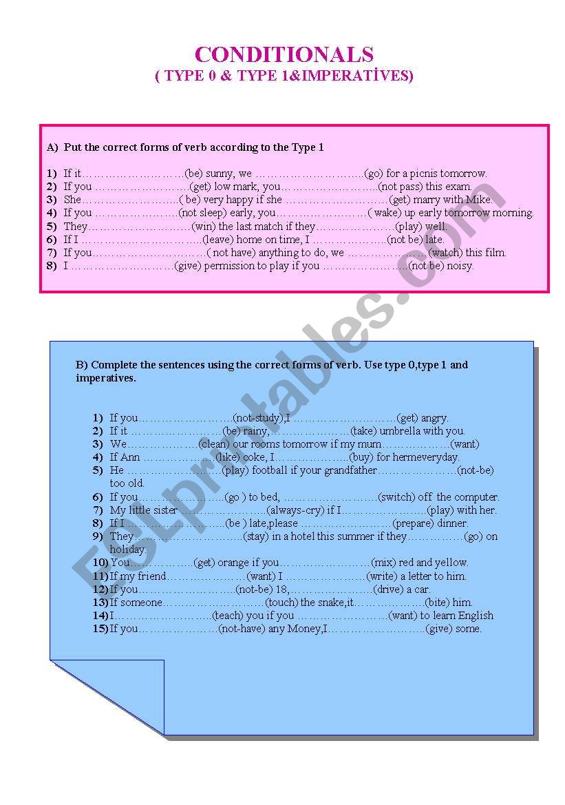 conditionals  worksheet