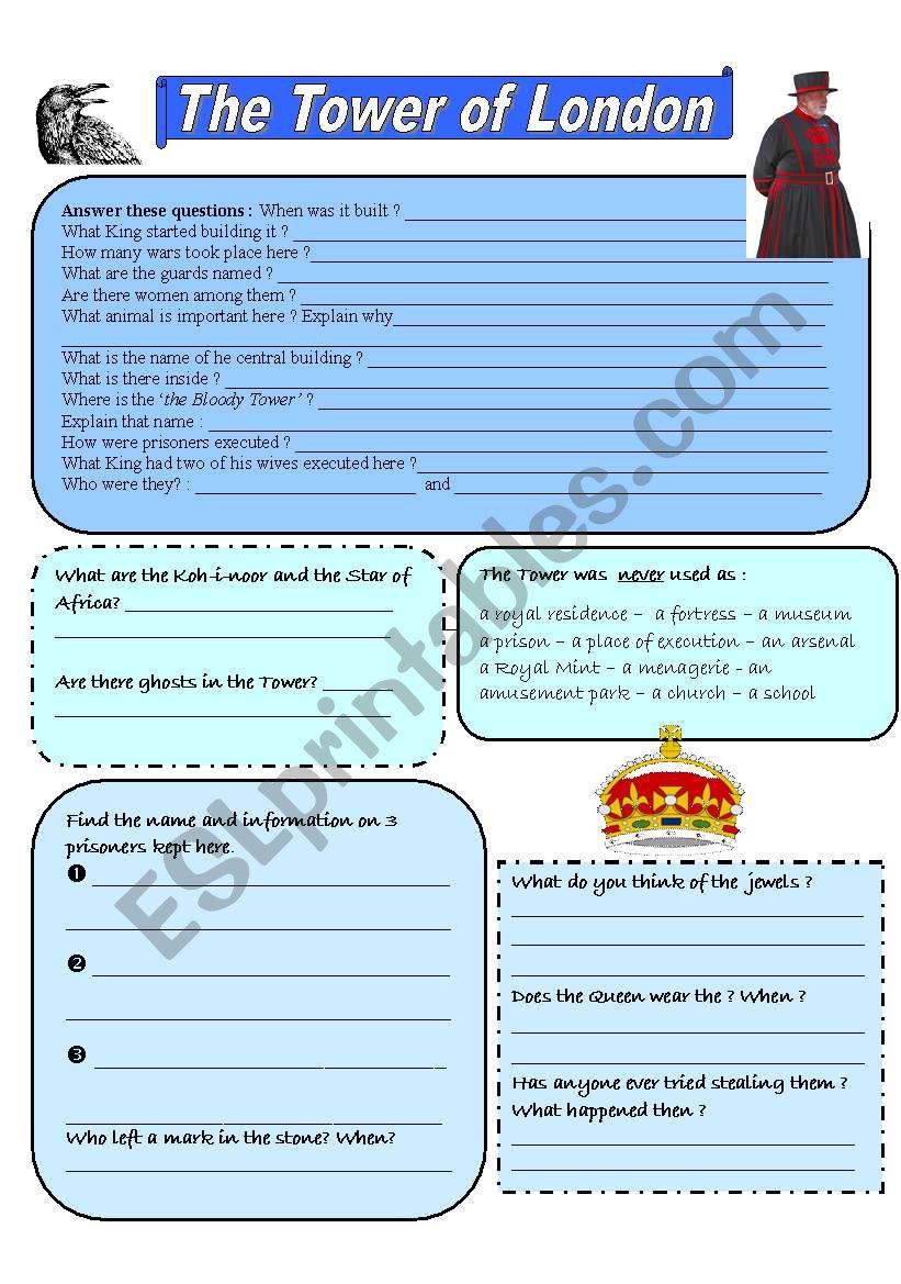 the Tower of London - worksheet or webquest