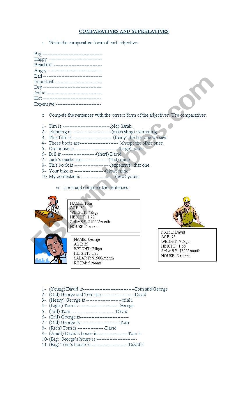 comparatives worksheet