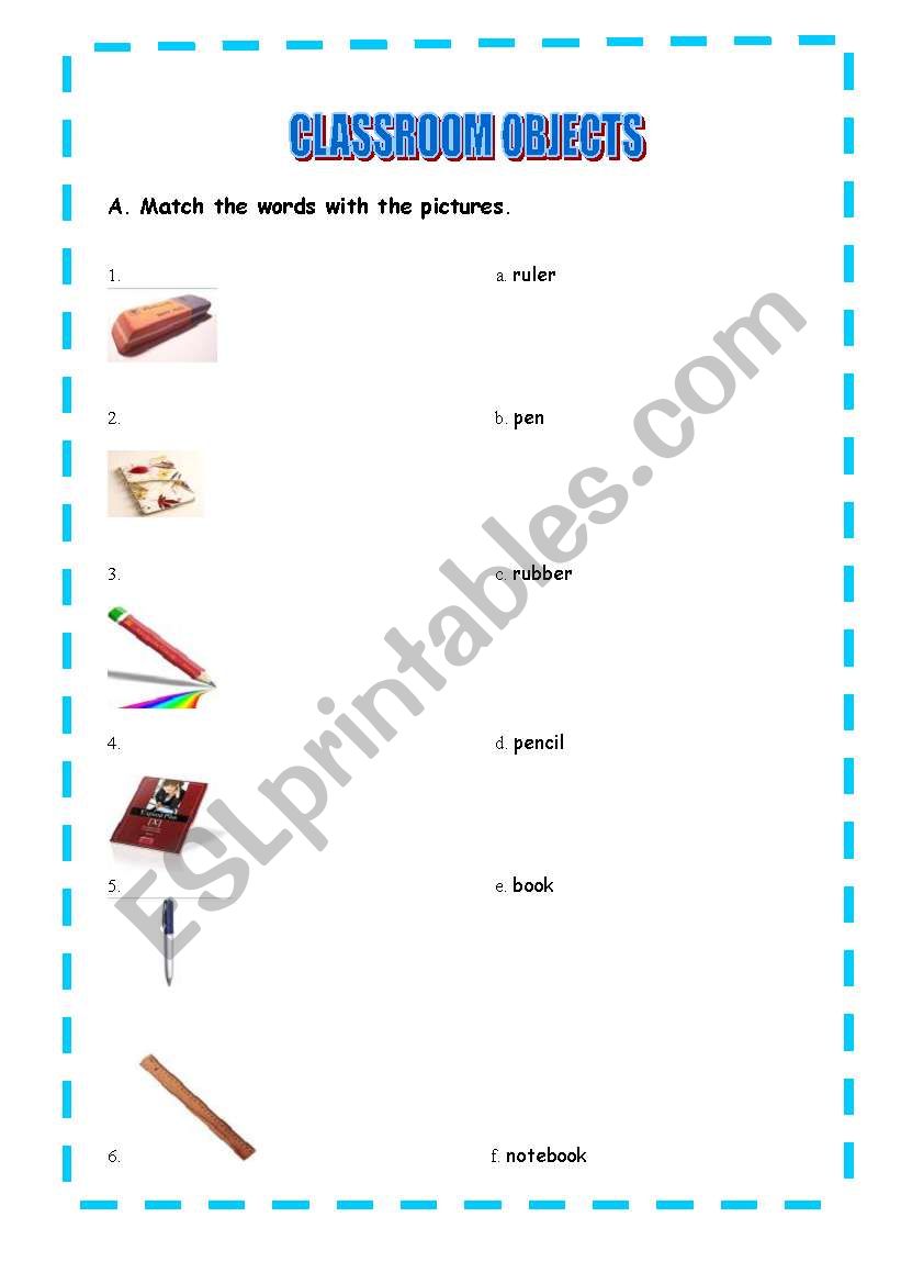 CLASSROOM OBJECTS worksheet