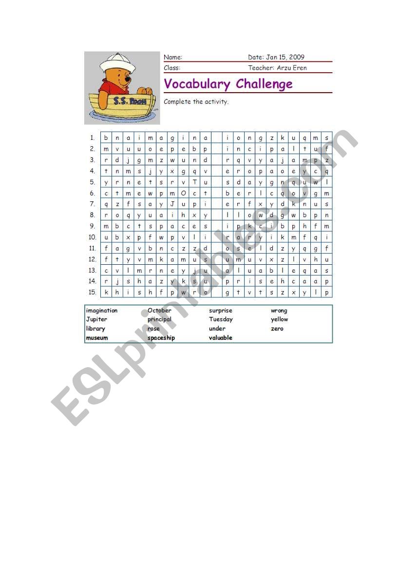 Vocabulay Teaching worksheet