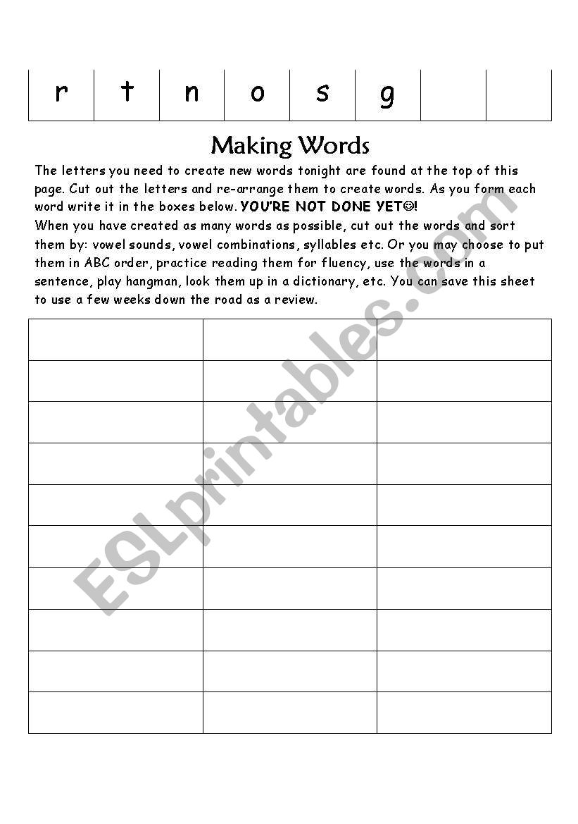 Making Words worksheet