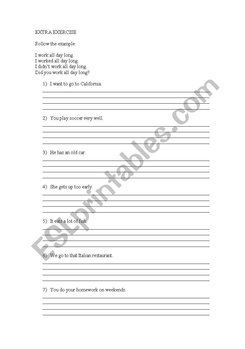 Simple past worksheet