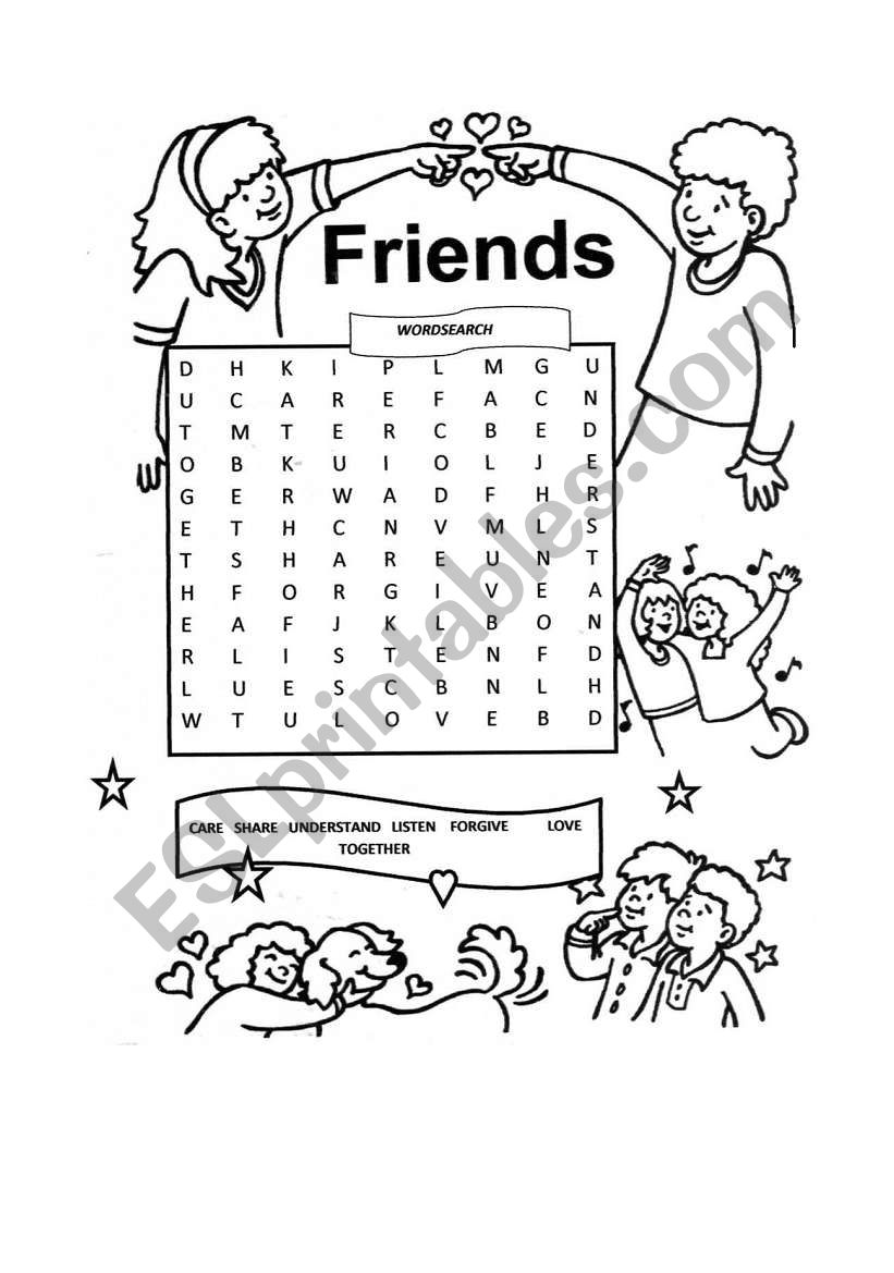 friends wordsearch worksheet