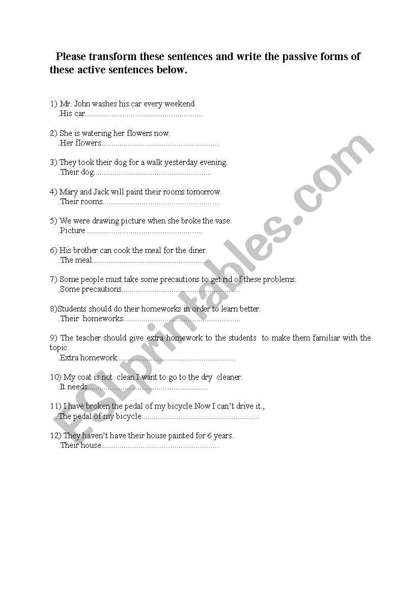 passives worksheet