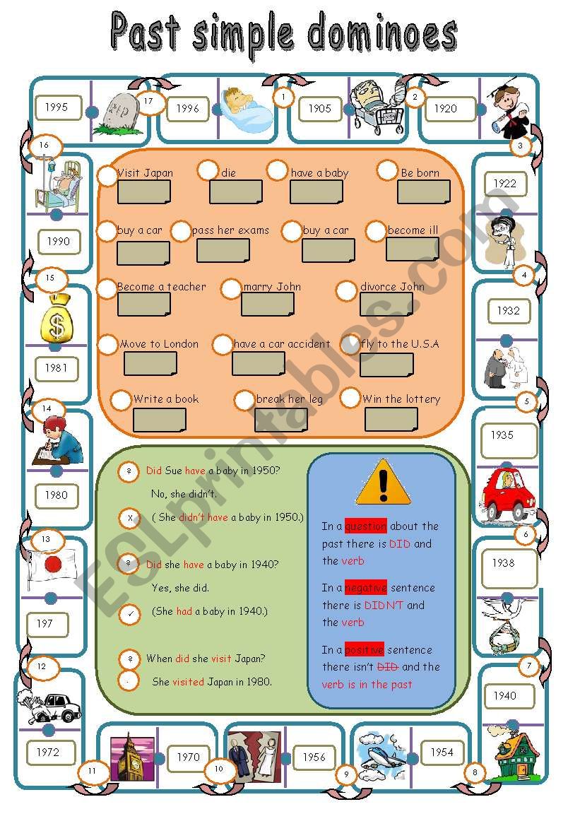 past simple dominoes worksheet