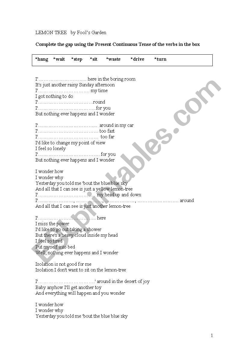 A song to practise with the Present Continuous Tense