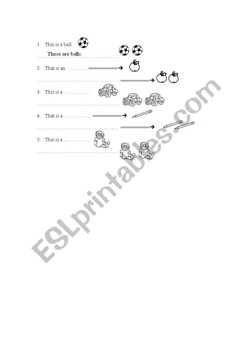 This - these; that - those worksheet