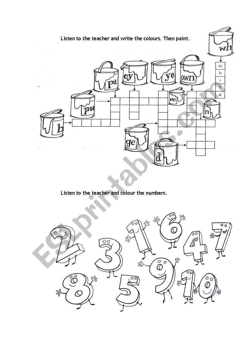 numbers and colours worksheet