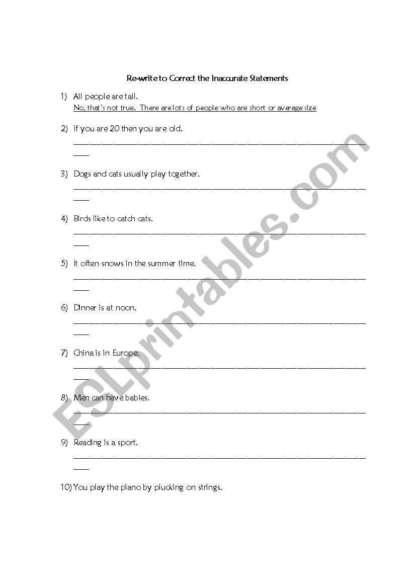 Disagreeing and Correcting Inaccurate Statements