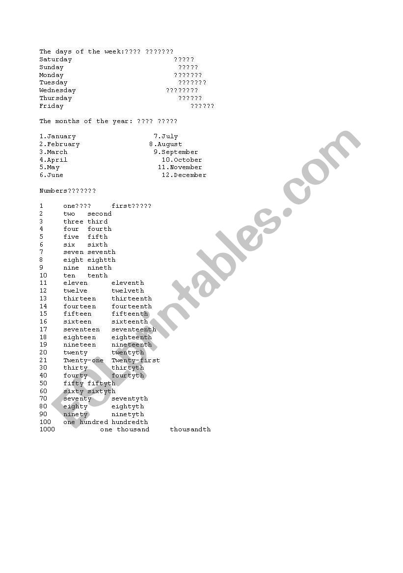 Basic Vocabulary  worksheet