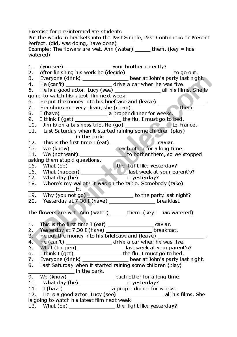 past continuous simple past or present perfect