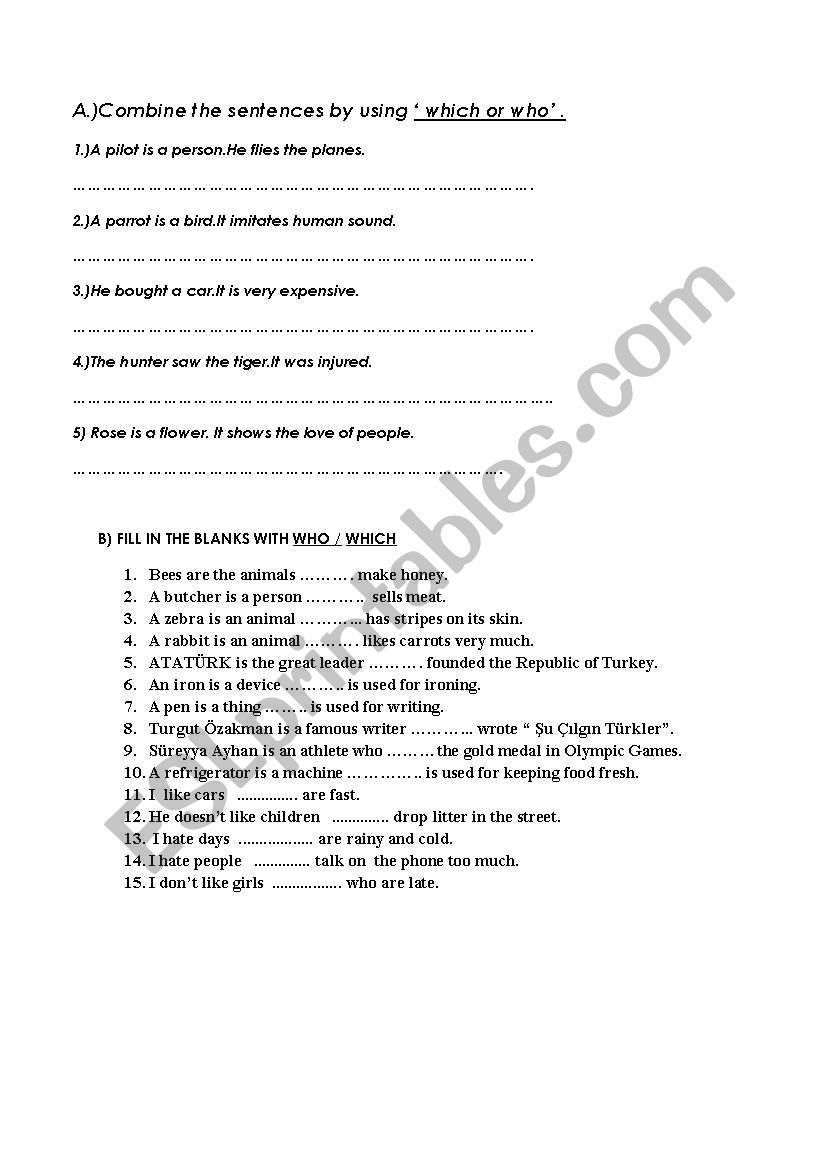 relative clauses worksheet