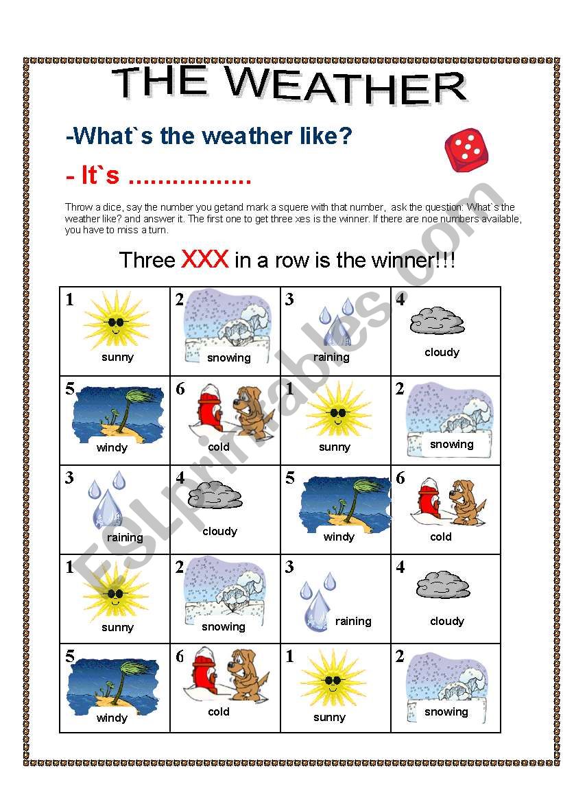 three in a row worksheet