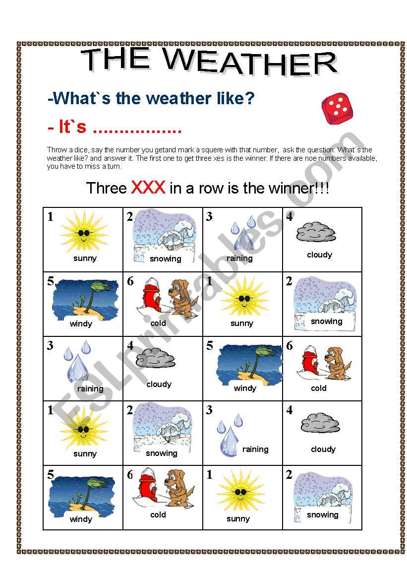 three in a row worksheet