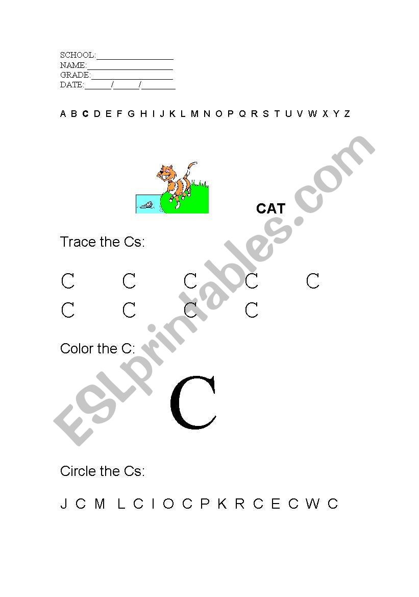 alphabet worksheet