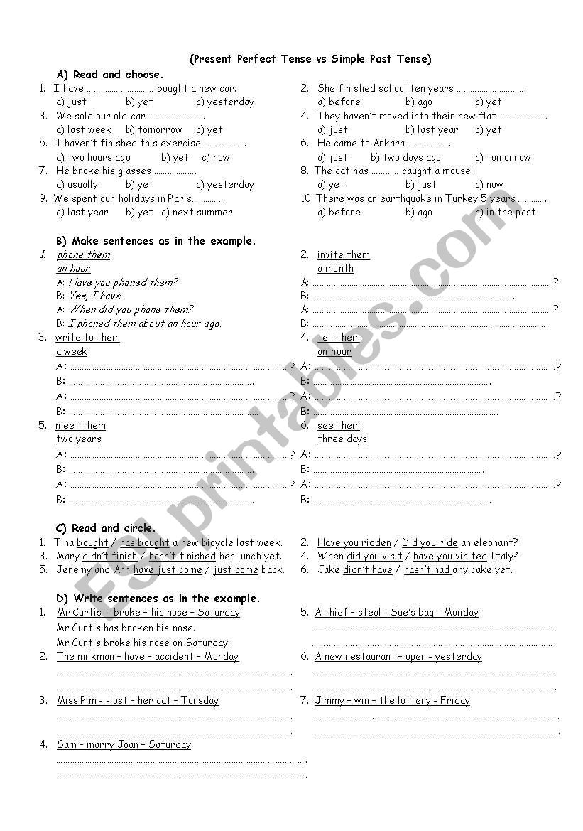 (Present Perfect Tense vs Simple Past Tense)