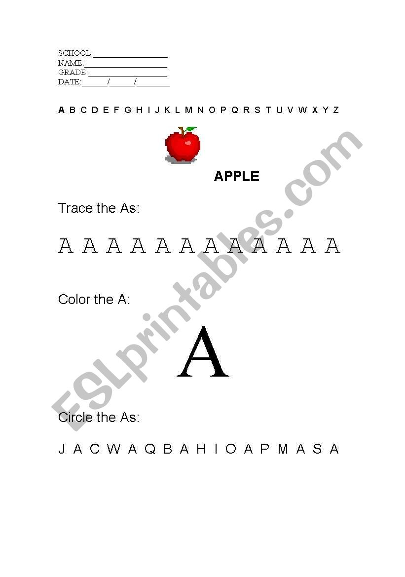 alphabet worksheet