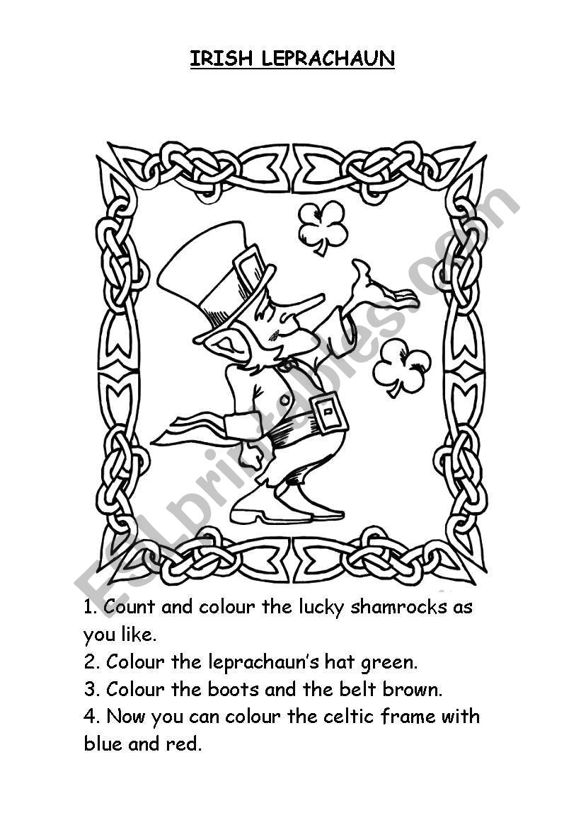 Irish leprachaun worksheet