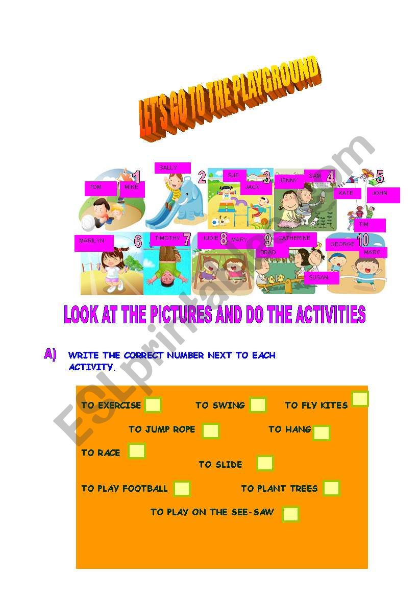 playground activities part 1 worksheet