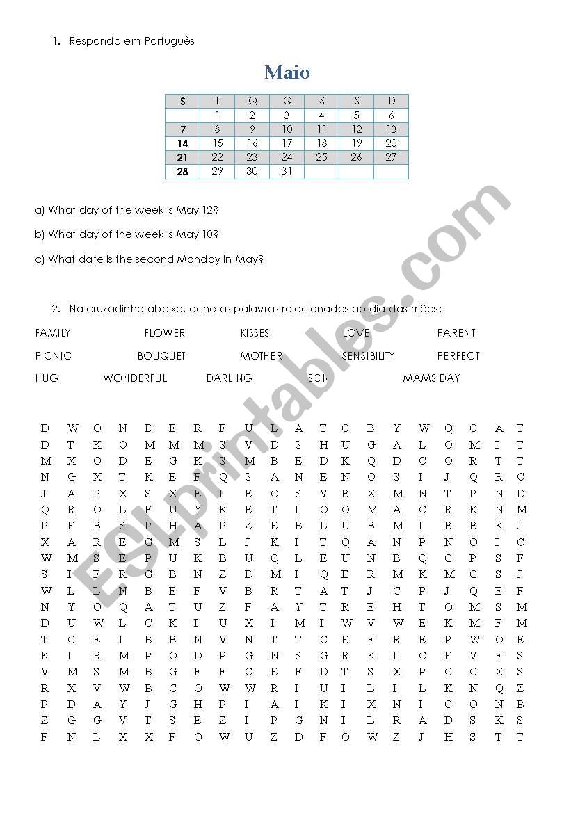 mother day  worksheet