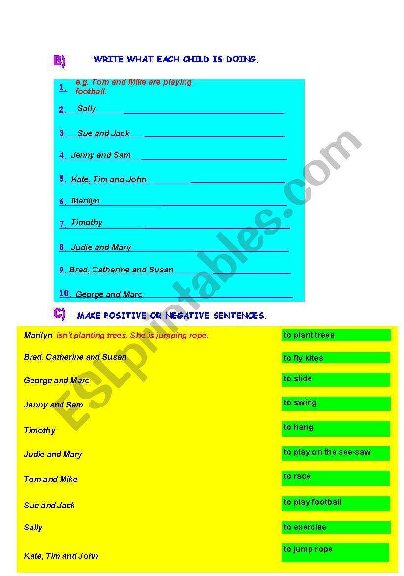 playground activities part 2- present continuous 