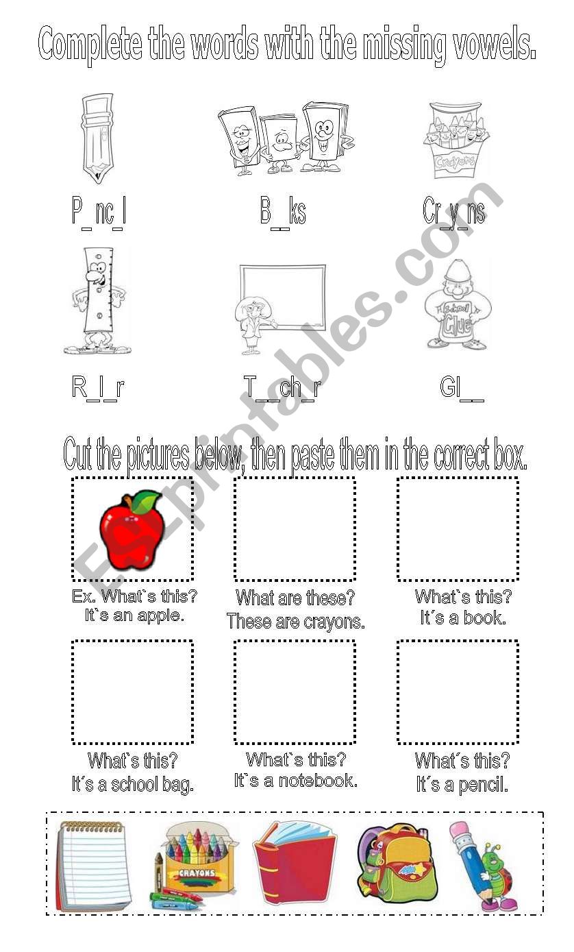 School objects 2 worksheet