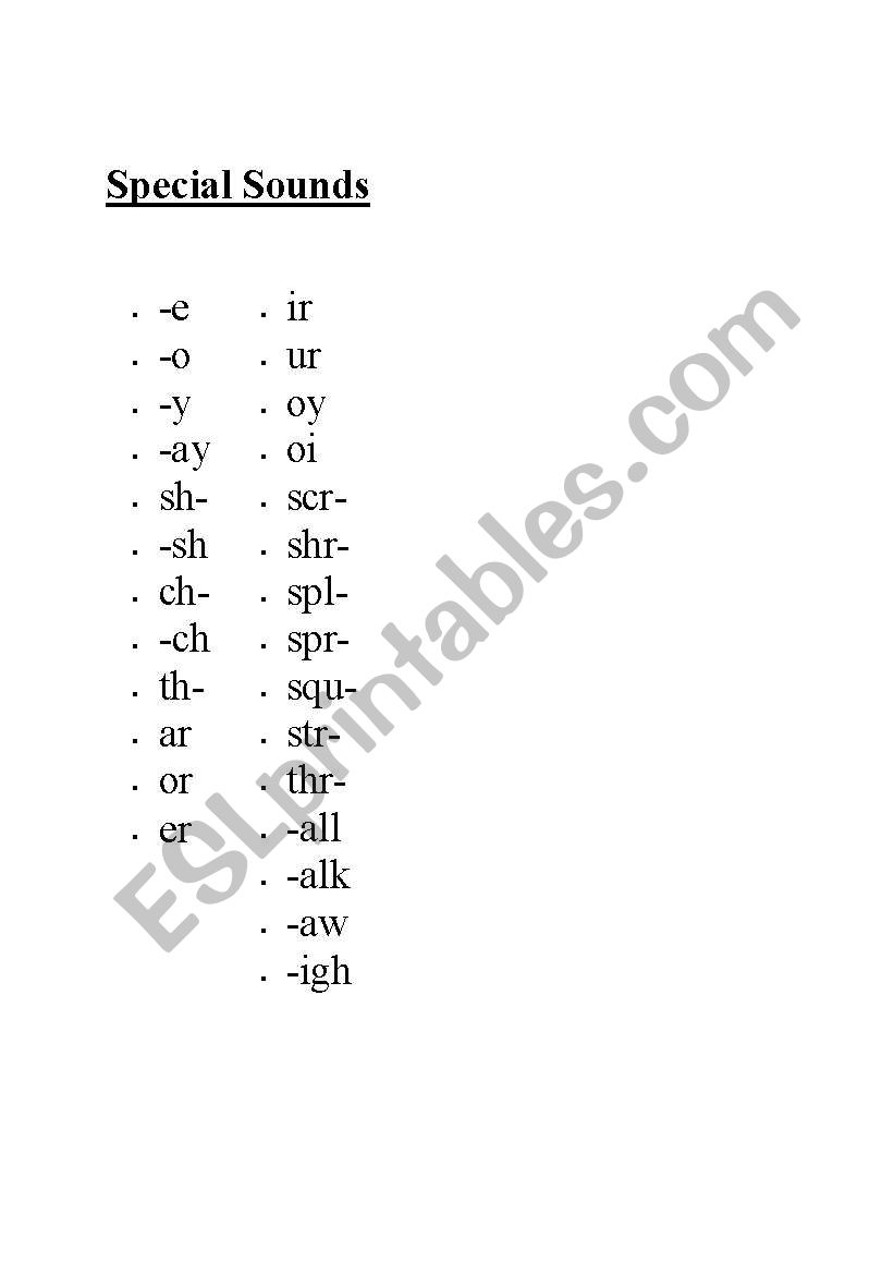 Special Sounds worksheet