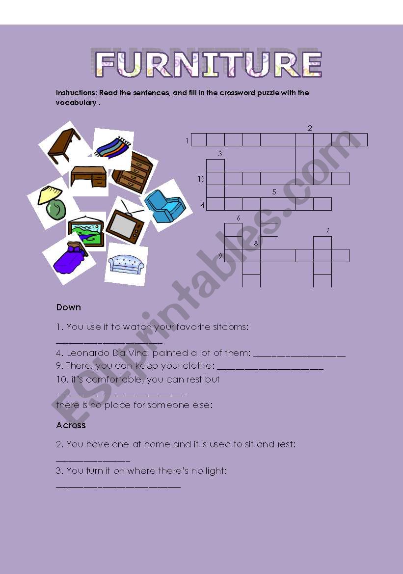 FURNITURE  worksheet