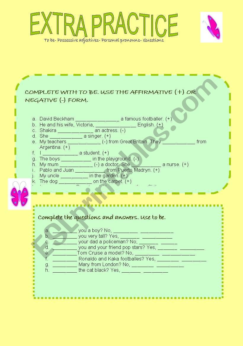 elementary practice worksheet