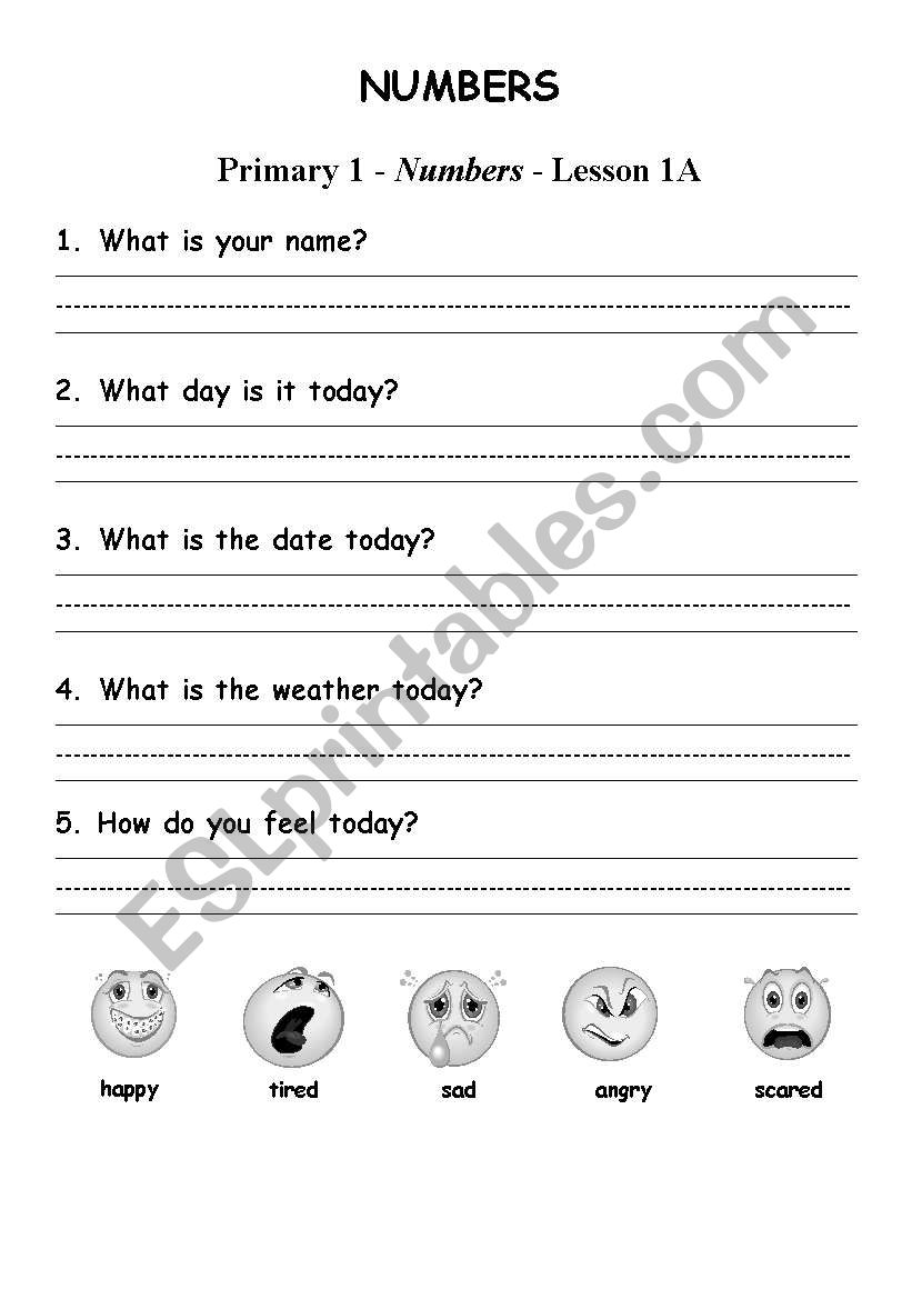 Numbers worksheet