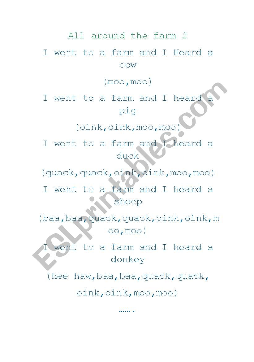 All around the farm 2 worksheet