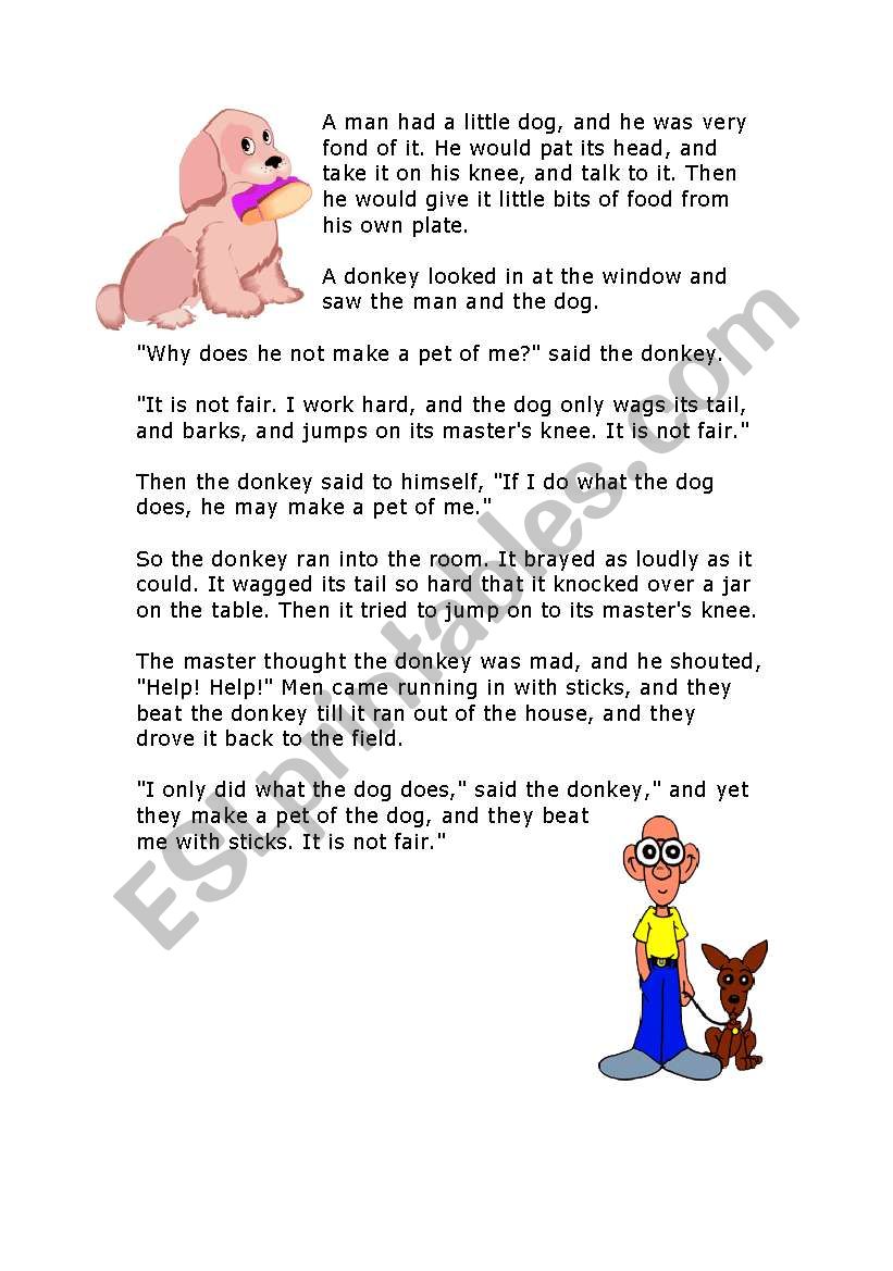 the man and the dog worksheet