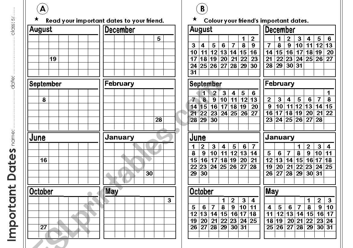 Dates_ Information Gap worksheet