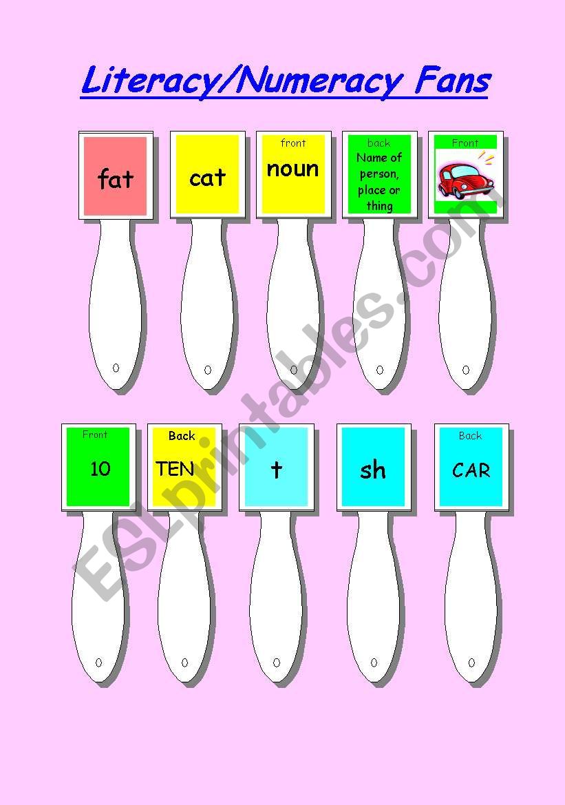 Literacy and Numeracy fans worksheet