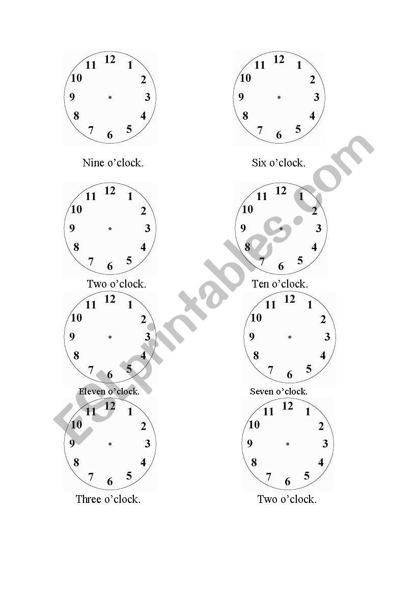 Label a clock worksheet