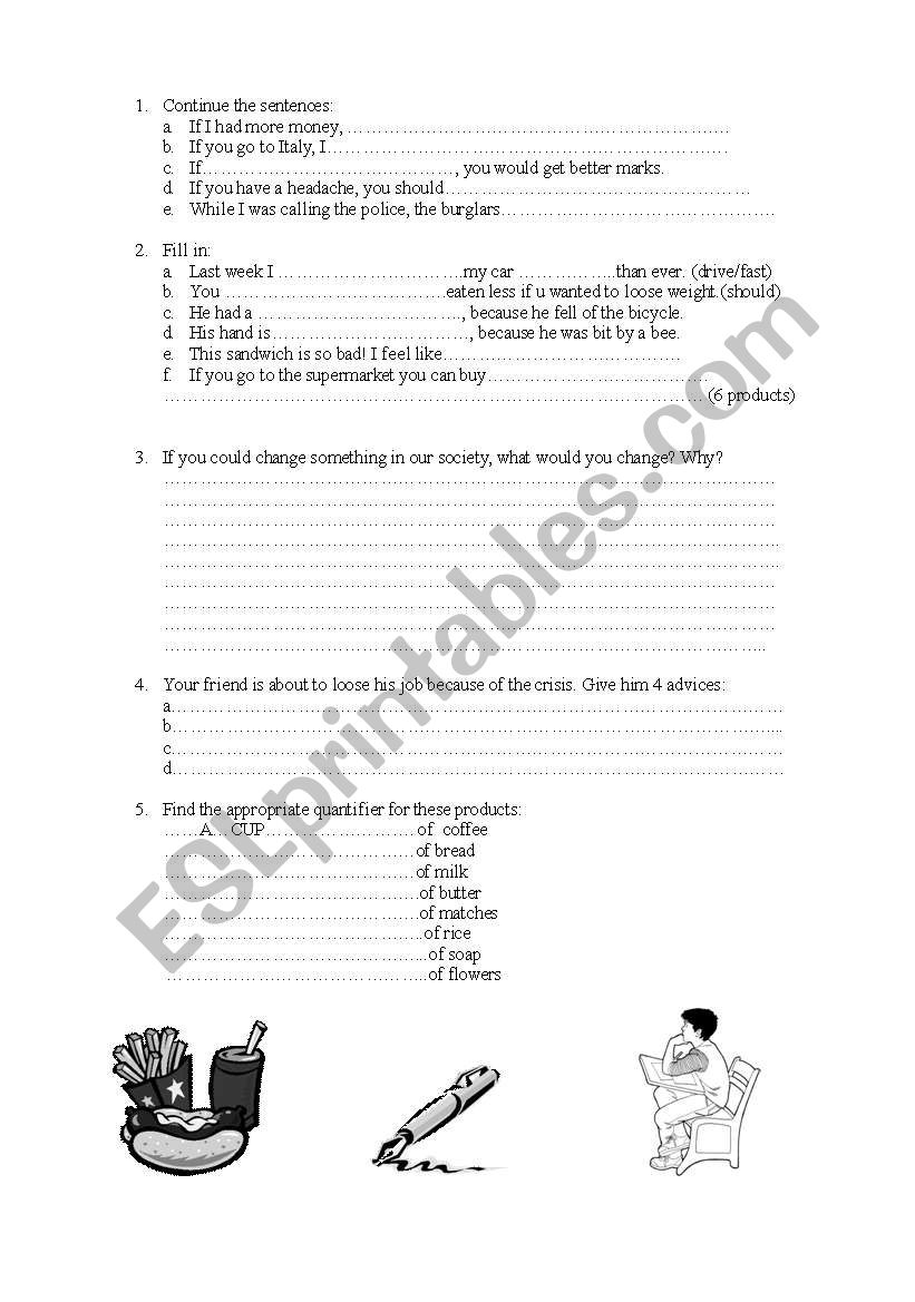 A nice test for Intermediate worksheet