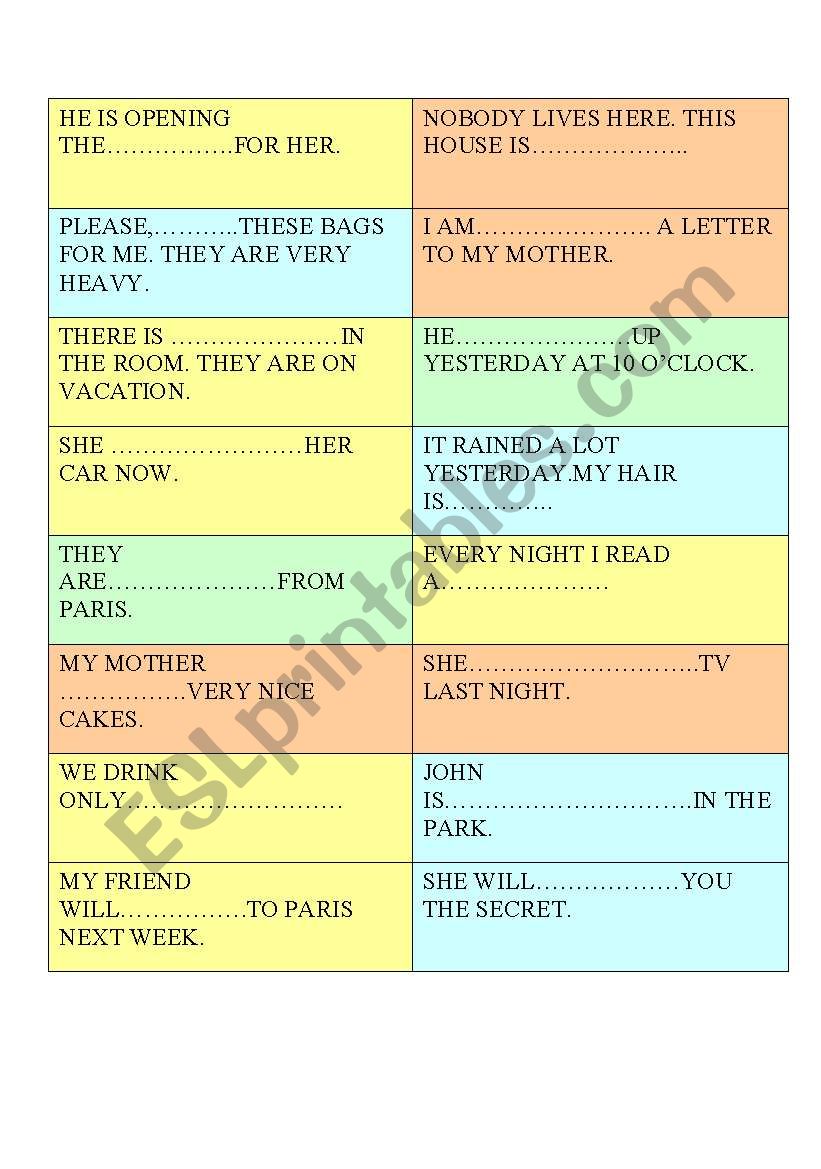 Betting game worksheet