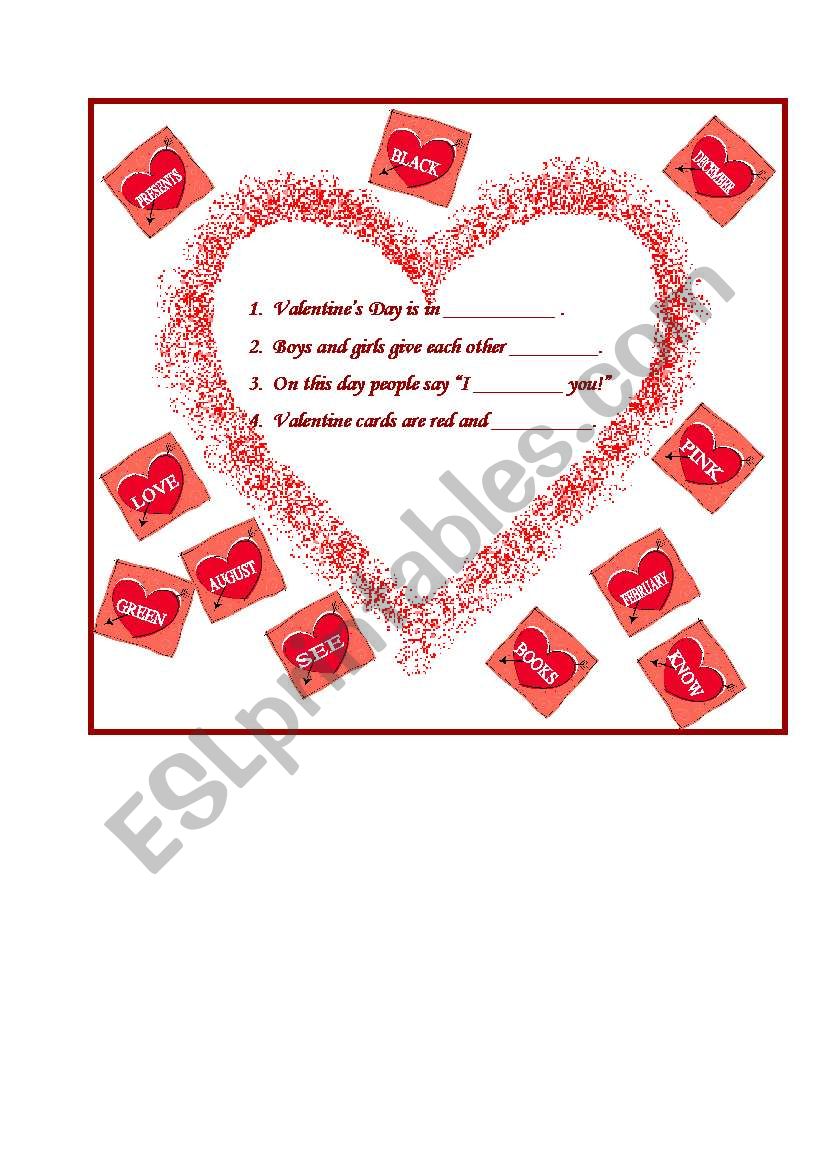Valentine game worksheet