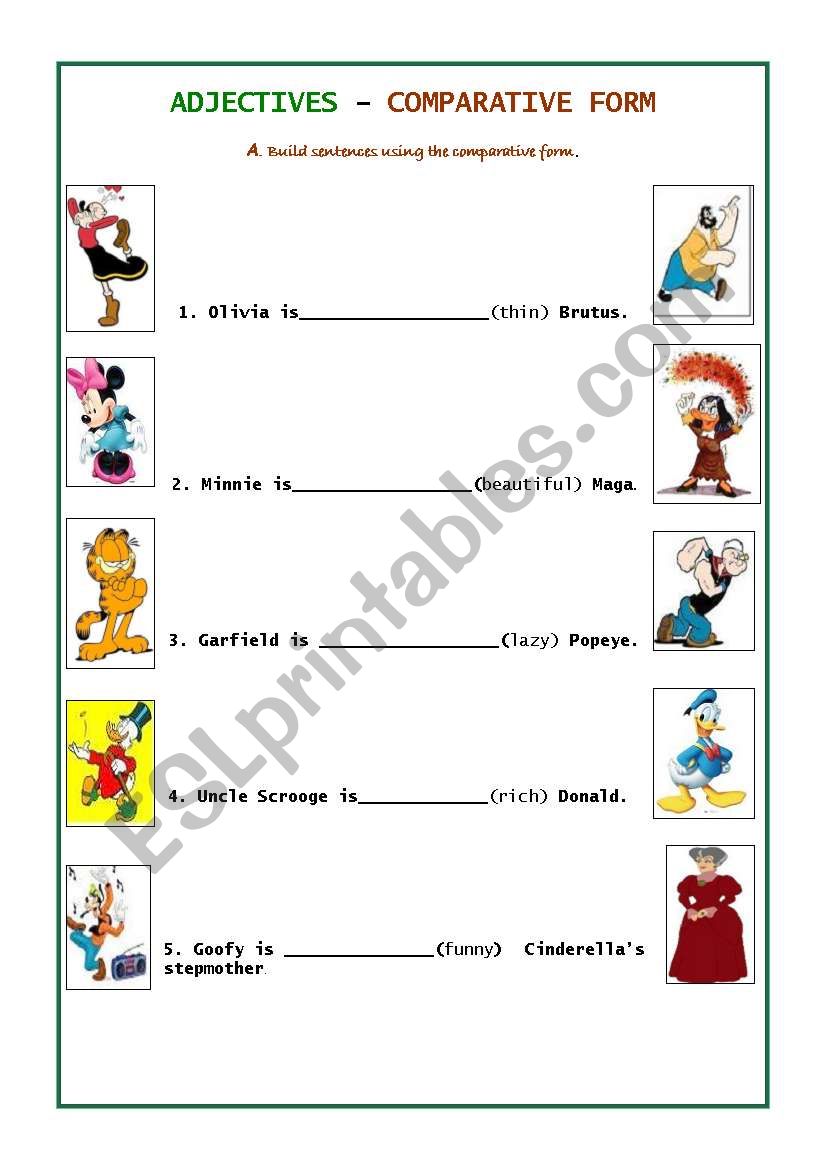 Adjectives- Comparative worksheet